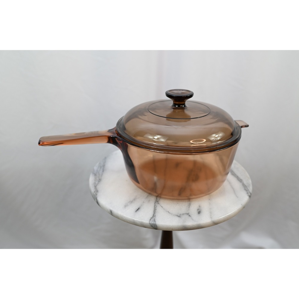 Visions Corning Ware Amber Glass 2.5L Saucepan Pot with Lid Double Handle simmer